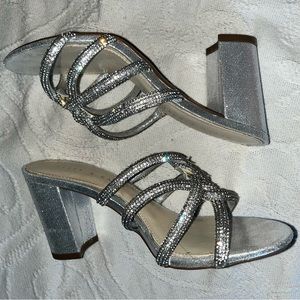 Silver beaded chunky sandals